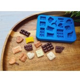 Silicone mold, Set of sweets, style 8, 13 elements, ~ 1.1-2.3 cm, H:0.3-0.5 cm