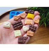 Silicone mold, Set of sweets, style 8, 13 elements, ~ 1.1-2.3 cm, H:0.3-0.5 cm