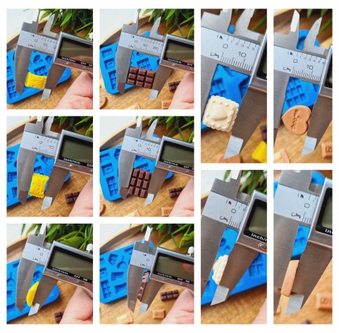 Silicone mold, Set of sweets, style 8, 13 elements, ~ 1.1-2.3 cm, H:0.3-0.5 cm