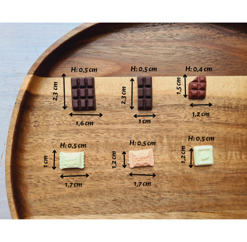 Silicone mold, Set of sweets, style 8, 13 elements, ~ 1.1-2.3 cm, H:0.3-0.5 cm