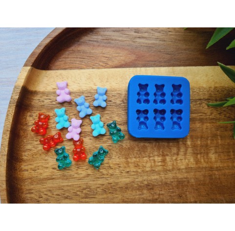 Silicone mold, Jelly candy, style 8, bear, 6 elements, ~ 0.7*1.2 cm, H:0.5 cm