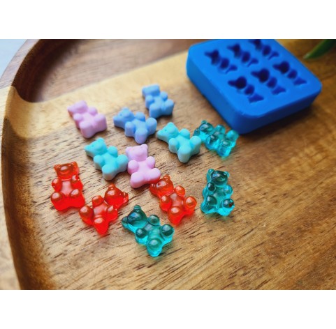 Silicone mold, Jelly candy, style 8, bear, 6 elements, ~ 0.7*1.2 cm, H:0.5 cm