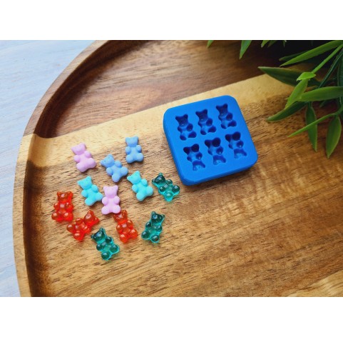 Silicone mold, Jelly candy, style 8, bear, 6 elements, ~ 0.7*1.2 cm, H:0.5 cm