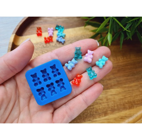 Silicone mold, Jelly candy, style 8, bear, 6 elements, ~ 0.7*1.2 cm, H:0.5 cm