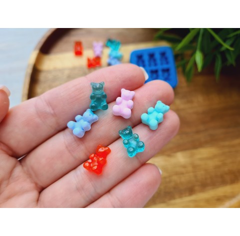 Silicone mold, Jelly candy, style 8, bear, 6 elements, ~ 0.7*1.2 cm, H:0.5 cm