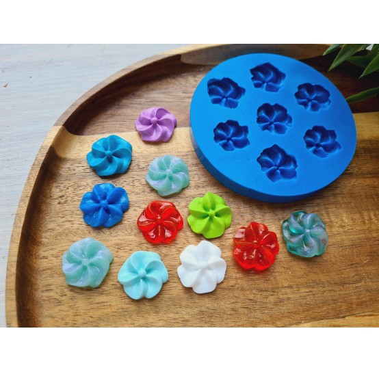 Silicone mold, Candy, style 14, flower, 7 elements, ~ Ø 1.8-2 cm, H:0.5 cm