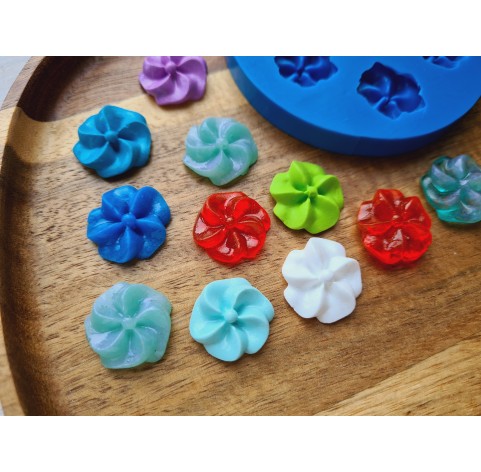 Silicone mold, Candy, style 14, flower, 7 elements, ~ Ø 1.8-2 cm, H:0.5 cm