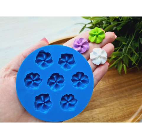 Silicone mold, Candy, style 14, flower, 7 elements, ~ Ø 1.8-2 cm, H:0.5 cm