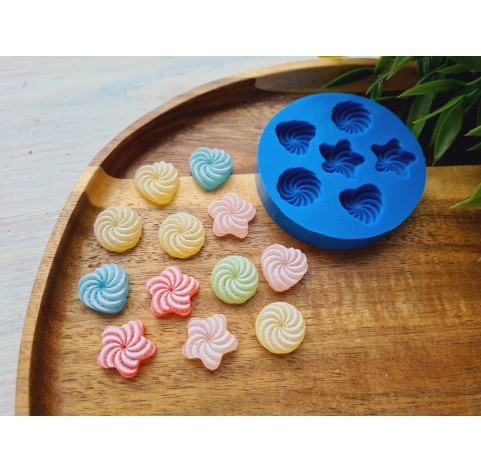 Silicone mold, Set of sweets, style 12, 6 elements, ~ 1.6 cm, H:0.6 cm