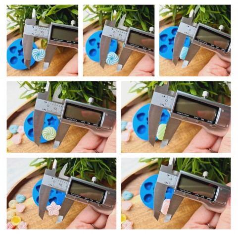 Silicone mold, Set of sweets, style 12, 6 elements, ~ 1.6 cm, H:0.6 cm