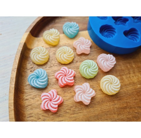 Silicone mold, Set of sweets, style 12, 6 elements, ~ 1.6 cm, H:0.6 cm