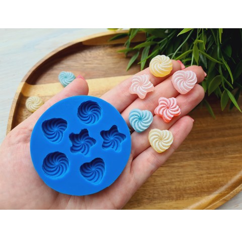 Silicone mold, Set of sweets, style 12, 6 elements, ~ 1.6 cm, H:0.6 cm