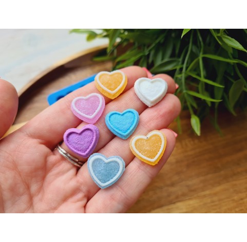 Silicone mold, Sugar candy, style 4, heart, 4 elements, ~ 1.5*1.7 cm, H:0.5 cm
