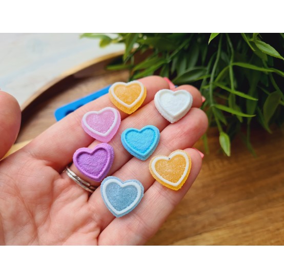 Silicone mold, Sugar candy, style 4, heart, 4 elements, ~ 1.5*1.7 cm, H:0.5 cm