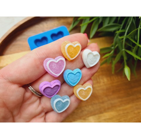 Silicone mold, Sugar candy, style 4, heart, 4 elements, ~ 1.5*1.7 cm, H:0.5 cm