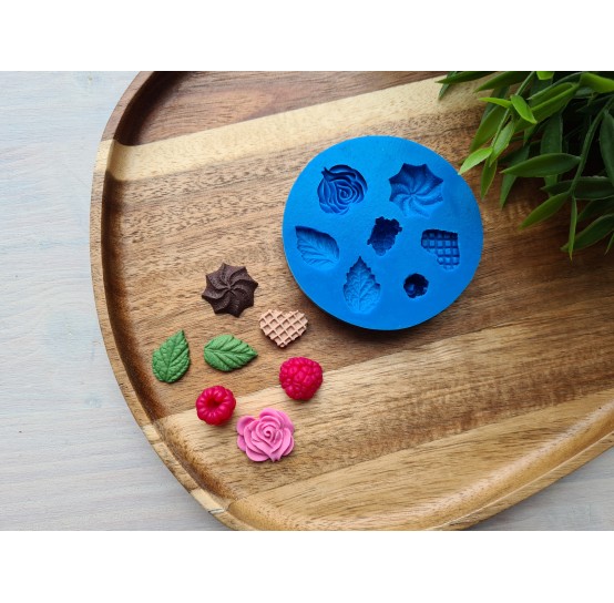 Silicone mold, Sweets and berry mix, 7 elements, ~ 1.3-2 cm, H:0.4-1.2 cm