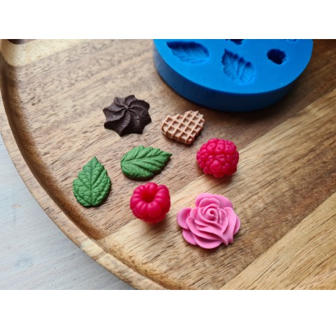 Silicone mold, Sweets and berry mix, 7 elements, ~ 1.3-2 cm, H:0.4-1.2 cm