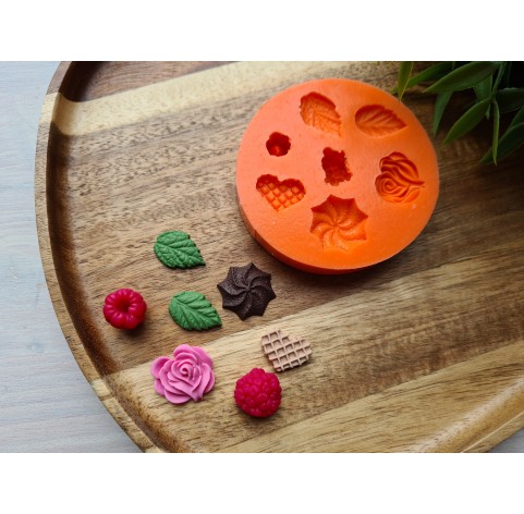 Silicone mold, Sweets and berry mix, 7 elements, ~ 1.3-2 cm, H:0.4-1.2 cm