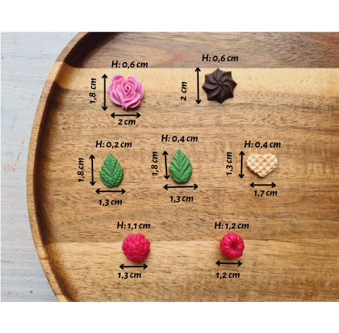 Silicone mold, Sweets and berry mix, 7 elements, ~ 1.2-2 cm, H:0.2-1.2 cm