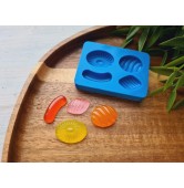 Silicone mold, Set of sweets, style 12, 4 elements, ~ 1.7-2.2*0.9-1.6 cm, H:0.5 cm