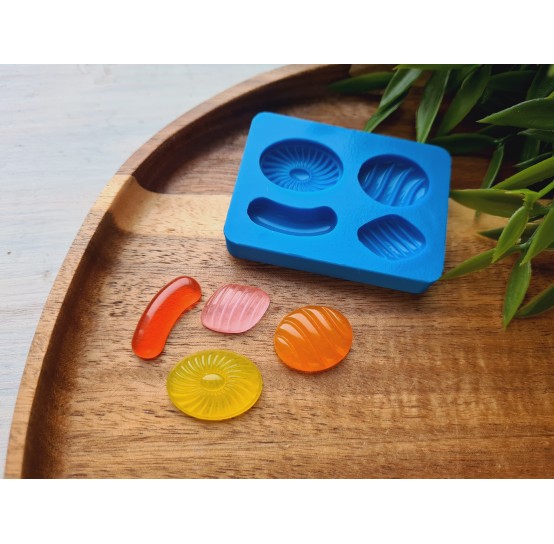 Silicone mold, Set of sweets, style 12, 4 elements, ~ 1.7-2.2*0.9-1.6 cm, H:0.5 cm