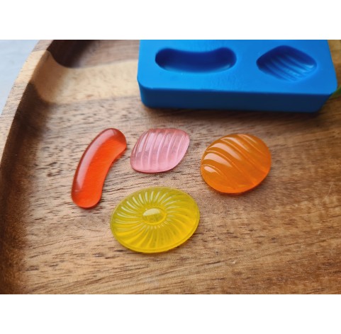 Silicone mold, Set of sweets, style 12, 4 elements, ~ 1.7-2.2*0.9-1.6 cm, H:0.5 cm