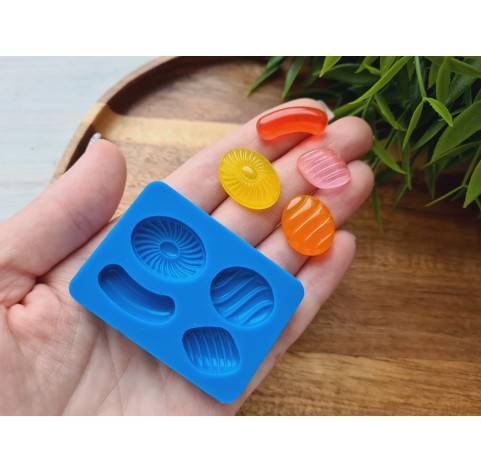 Silicone mold, Set of sweets, style 12, 4 elements, ~ 1.7-2.2*0.9-1.6 cm, H:0.5 cm