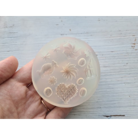 Silicone mold, Set of sweets, style 15, 13 elements, ~ 0.8-2.2 cm, H:0.3-0.8 cm