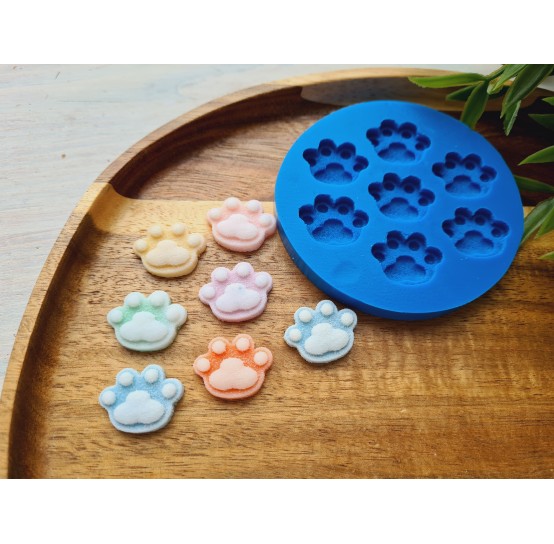 Silicone mold, Sugar candy, style 6, dog feet, 7 elements, ~ 1.7-2.2 cm, H:0.5 cm