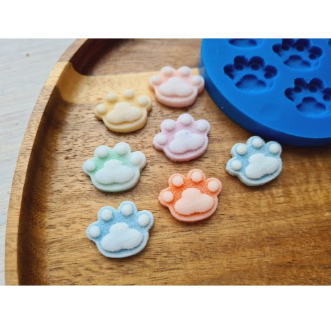 Silicone mold, Sugar candy, style 6, dog feet, 7 elements, ~ 1.7-2.2 cm, H:0.5 cm