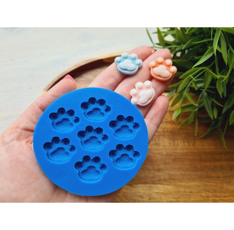 Silicone mold, Sugar candy, style 6, dog feet, 7 elements, ~ 1.7-2.2 cm, H:0.5 cm