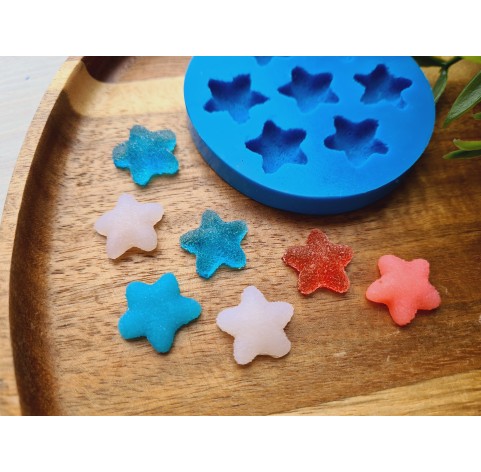 Silicone mold, Sugar candy, style 7, star, 7 elements, ~ Ø 1.7 cm, H:0.6 cm