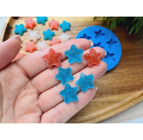 Silicone mold, Sugar candy, style 7, star, 7 elements, ~ Ø 1.7 cm, H:0.6 cm