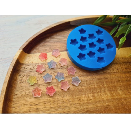 Silicone mold, Sugar candy, style 8, star, small, 13 elements, ~ 1 cm, H:0.5 cm