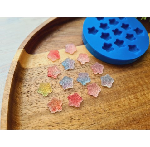 Silicone mold, Sugar candy, style 8, star, small, 13 elements, ~ 1 cm, H:0.5 cm