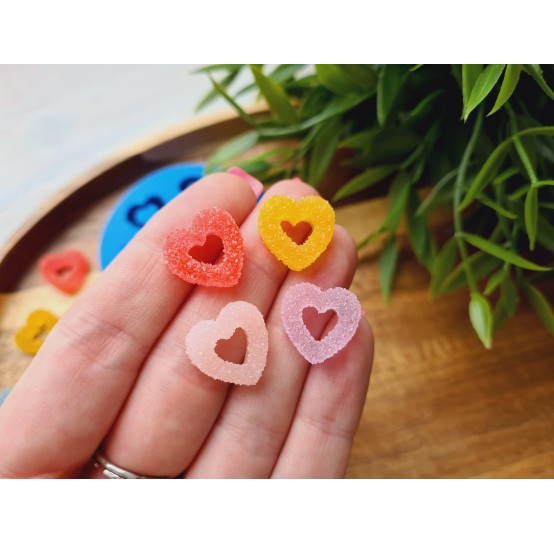 Silicone mold, Sugar candy, style 9, heart, 7 elements, ~ 1.5 cm, H:0.5 cm