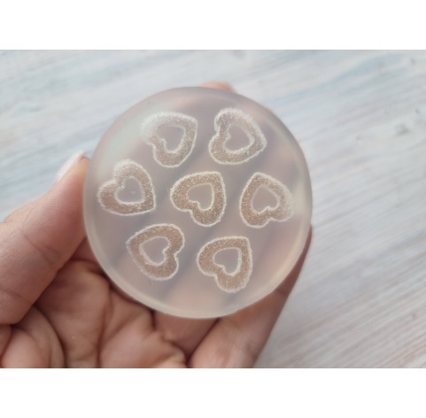 Silicone mold, Sugar candy, style 9, heart, 7 elements, ~ 1.5 cm, H:0.5 cm