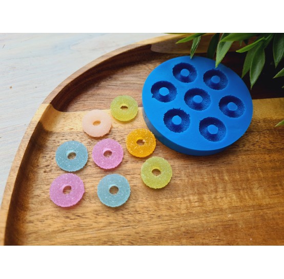 Silicone mold, Sugar candy, style 10, round, 7 elements, ~ 1.6 cm, H:0.5 cm