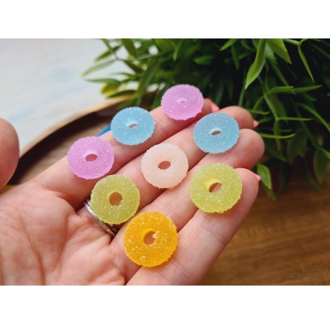 Silicone mold, Sugar candy, style 10, round, 7 elements, ~ 1.6 cm, H:0.5 cm