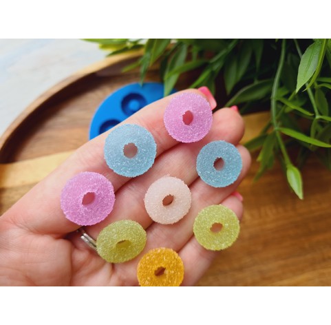 Silicone mold, Sugar candy, style 10, round, 7 elements, ~ 1.6 cm, H:0.5 cm