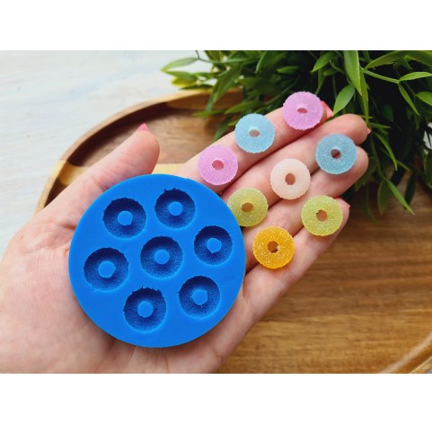 Silicone mold, Sugar candy, style 10, round, 7 elements, ~ 1.6 cm, H:0.5 cm