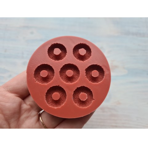 Silicone mold, Sugar candy, style 10, round, 7 elements, ~ 1.6 cm, H:0.5 cm