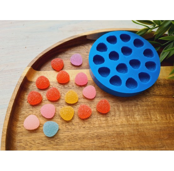 Silicone mold, Sugar candy, style 11, rounded triangle, 15 elements, ~ 1.3 cm, H:0.7 cm