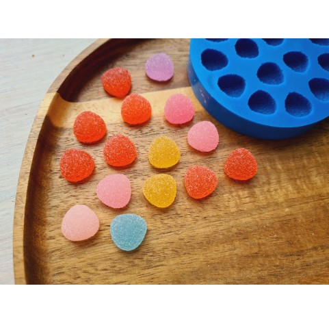 Silicone mold, Sugar candy, style 11, rounded triangle, 15 elements, ~ 1.3 cm, H:0.7 cm