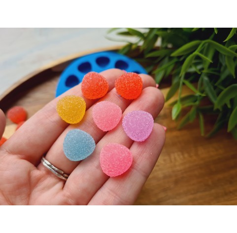 Silicone mold, Sugar candy, style 11, rounded triangle, 15 elements, ~ 1.3 cm, H:0.7 cm