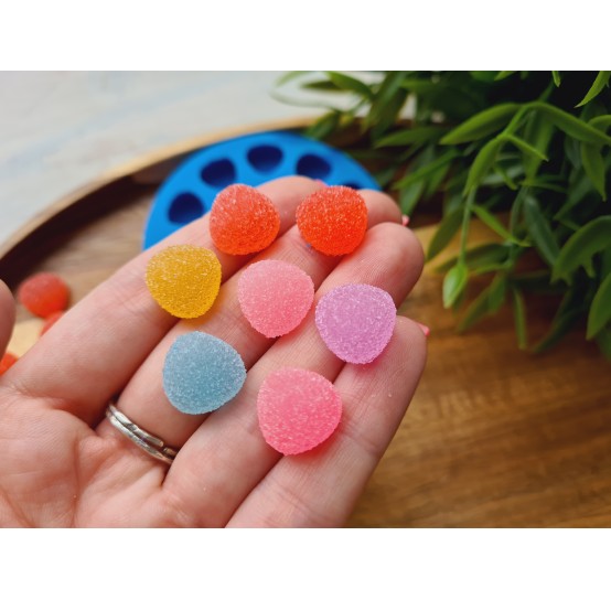 Silicone mold, Sugar candy, style 11, rounded triangle, 15 elements, ~ 1.3 cm, H:0.7 cm