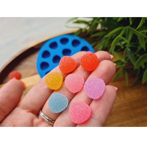 Silicone mold, Sugar candy, style 11, rounded triangle, 15 elements, ~ 1.3 cm, H:0.7 cm