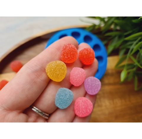 Silicone mold, Sugar candy, style 11, rounded triangle, 15 elements, ~ 1.3 cm, H:0.7 cm