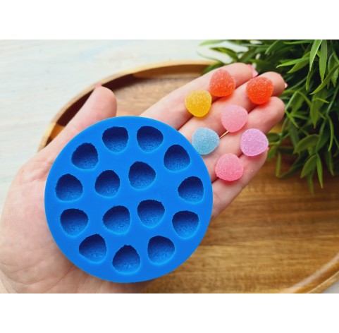 Silicone mold, Sugar candy, style 11, rounded triangle, 15 elements, ~ 1.3 cm, H:0.7 cm