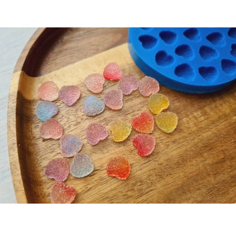 Silicone mold, Sugar candy, style 12, heart, 21 elements, ~ 1*1 cm, H:0.5 cm